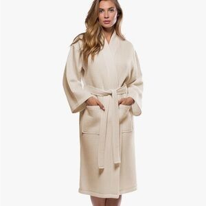 Turquaz waffle knit Elegant Cream Women's Robe 2X